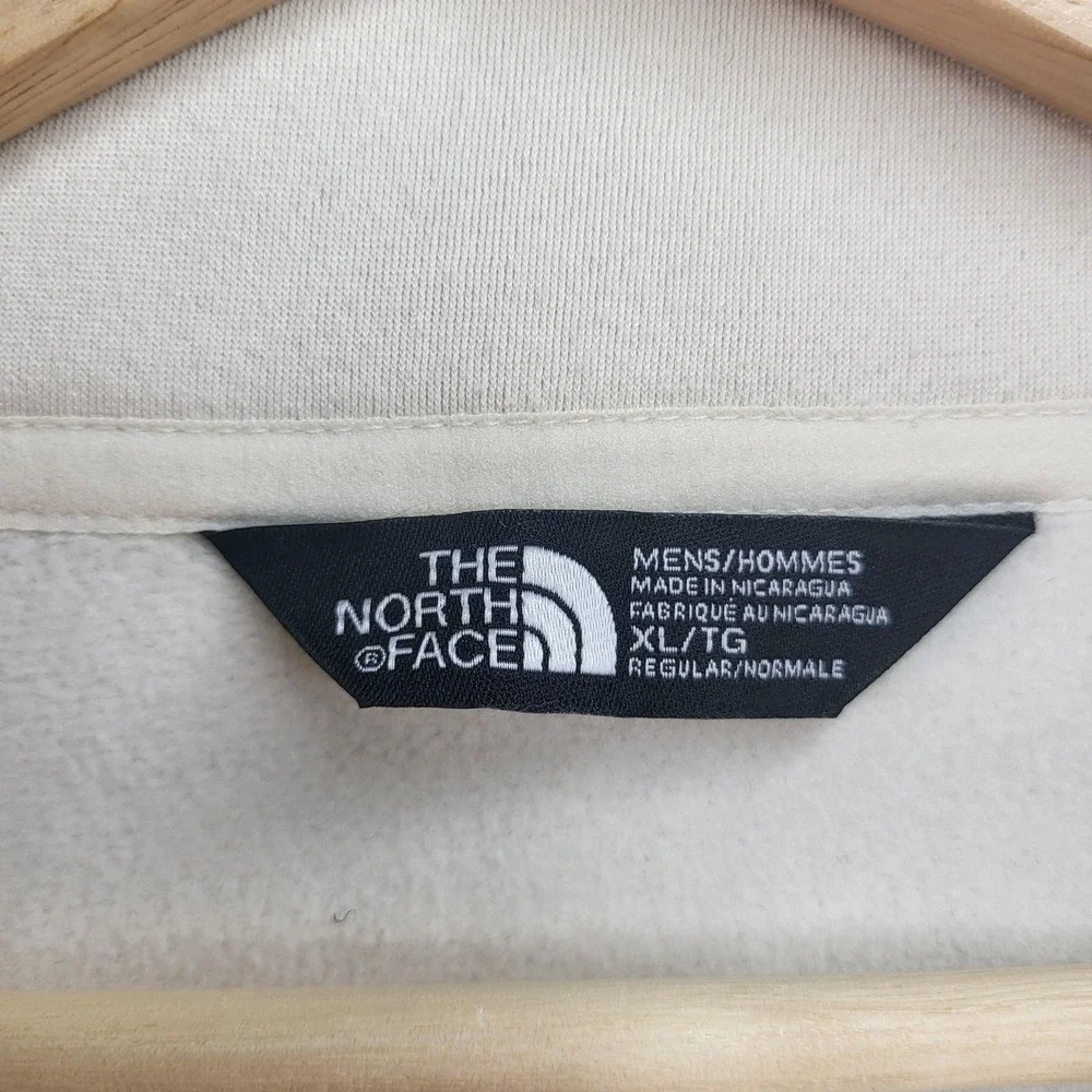The North Face Jacket Mens XL Gray Cream Full Zip Fleece‎ Colorblock Logo Casual